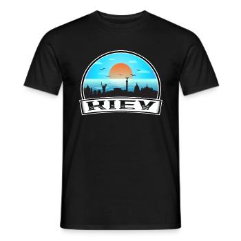 Kiew Ukraine Skyline Vintage Sonnenuntergang Reise Souveni - Männer T-Shirt - Schwarz - Vorne - AI Model Male 178 light (178cm)