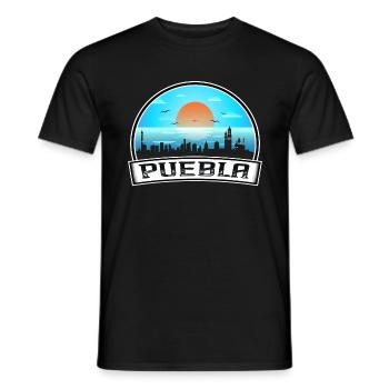 Puebla Mexiko Skyline Vintage Sonnenuntergang Reise Souven - Männer T-Shirt - Schwarz - Vorne - AI Model Male 178 light (178cm)