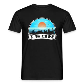 Leon Mexiko Skyline Vintage Sonnenuntergang Reise Souvenir - Männer T-Shirt - Schwarz - Vorne - AI Model Male 178 light (178cm)