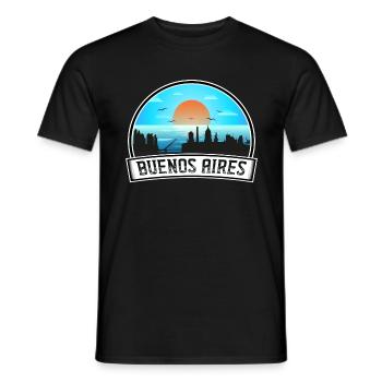 Buenos Aires Argentine Skyline Vintage Sunset - T-shirt homme - noir - Devant - AI Model Male 178 light (178cm)