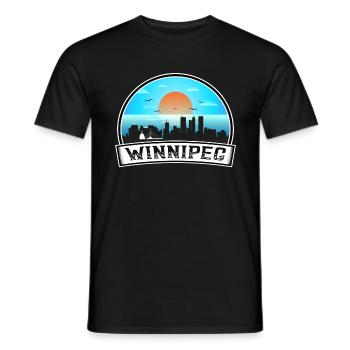 Winnipeg Canada Skyline Vintage Sunset Travel Souv - Men's T-Shirt - black - Front - AI Model Male 178 light (178cm)