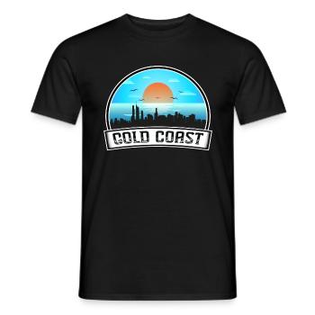 Gold Coast Australia Skyline Vintage Sunset Travel - Men's T-Shirt - black - Front - AI Model Male 178 light (178cm)