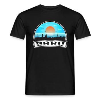 Bakou Azerbaïdjan Skyline Vintage Sunset Travel Souv - T-shirt homme - noir - Devant - AI Model Male 178 light (178cm)