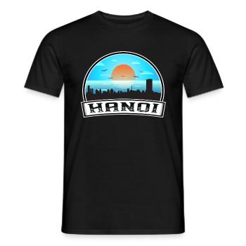 Hanoi Vietnam Skyline Vintage Sunset Travel Souven - Men's T-Shirt - black - Front - AI Model Male 178 light (178cm)