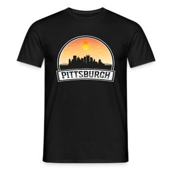 Pittsburgh Pennsylvania Usa Skyline Vintage Sunset - Men's T-Shirt - black - Front - AI Model Male 178 light (178cm)