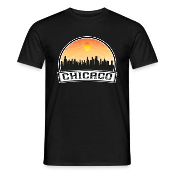 Chicago Illinois États-Unis Skyline Vintage Sunset Travel - T-shirt homme - noir - Devant - AI Model Male 178 light (178cm)