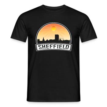 Sheffield England Skyline Vintage Sunset Travel So - Men's T-Shirt - black - Front - AI Model Male 178 light (178cm)