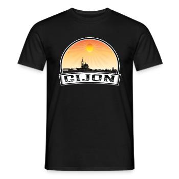 Gijon Spain Skyline Vintage Sunset Travel Souvenir - Men's T-Shirt - black - Front - AI Model Male 178 light (178cm)