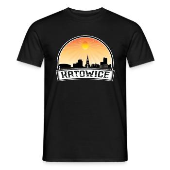 Katowice Pologne Skyline Vintage Sunset Travel Souv - T-shirt homme - noir - Devant - AI Model Male 178 light (178cm)