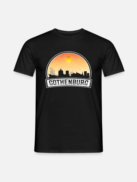 Göteborg Szwecja Skyline Vintage Sunset Travel So - T-shirt herr - svart