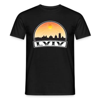 Lviv Ukraine Skyline Vintage Sunset Travel Souveni - T-shirt homme - noir - Devant - AI Model Male 178 light (178cm)