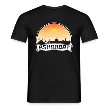 Ashgabat Turkmenistan Skyline Vintage Sunset Trave - Men's T-Shirt - black - Front - AI Model Male 178 light (178cm)