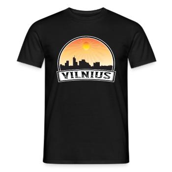 Vilnius Lituanie Skyline Vintage Sunset Travel So - T-shirt homme - noir - Devant - AI Model Male 178 light (178cm)