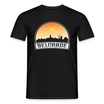 Belgrade Serbie Skyline Vintage Sunset Travel Souv - T-shirt homme - noir - Devant - AI Model Male 178 light (178cm)