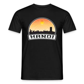 Hanoi Vietnam Skyline Vintage Sunset Travel Souven - Men's T-Shirt - black - Front - AI Model Male 178 light (178cm)