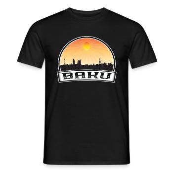Bakou Azerbaïdjan Skyline Vintage Sunset Travel Souv - T-shirt homme - noir - Devant - AI Model Male 178 light (178cm)