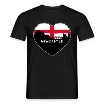 Newcastle England Flag Skyline Travel Souvenir - Men's T-Shirt - black - Front - AI Model Male 178 light (178cm)