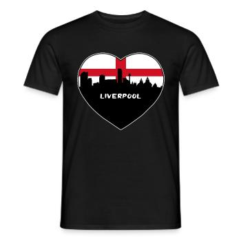 Liverpool Angleterre Flag Skyline Souvenir de voyage - T-shirt homme - noir - Devant - AI Model Male 178 light (178cm)