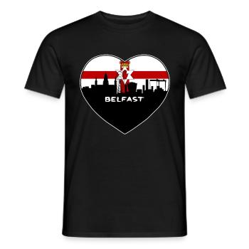 Belfast Northern Ireland Flag Skyline Travel Souve - Men's T-Shirt - black - Front - AI Model Male 178 light (178cm)