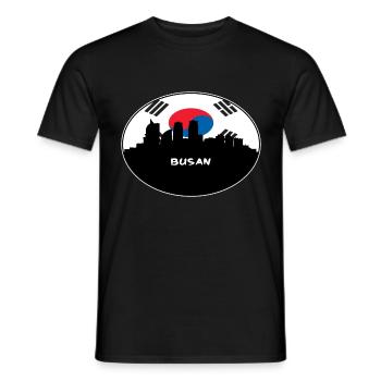 Busan Corée du Sud Drapeau Skyline Silhouette Travel - T-shirt homme - noir - Devant - AI Model Male 178 light (178cm)