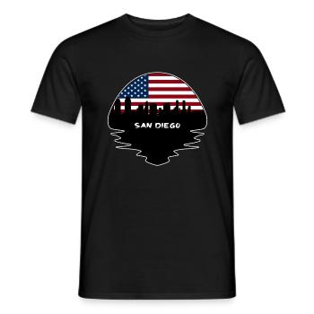 San Diego Californie États-Unis Flag Skyline Silhouette T - T-shirt homme - noir - Devant - AI Model Male 178 light (178cm)