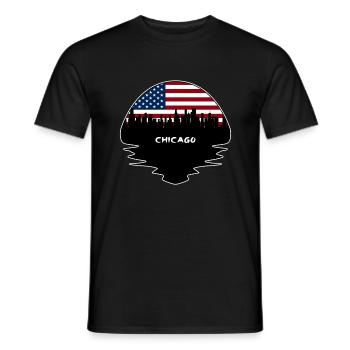 Chicago Illinois États-Unis Flag Skyline Silhouette Trave - T-shirt homme - noir - Devant - AI Model Male 178 light (178cm)