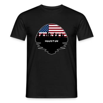 Houston Texas États-Unis Flag Skyline Silhouette Voyage - T-shirt homme - noir - Devant - AI Model Male 178 light (178cm)