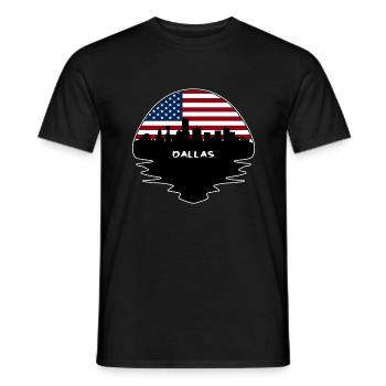 Dallas Texas États-Unis Flag Skyline Silhouette Voyage - T-shirt homme - noir - Devant - AI Model Male 178 light (178cm)