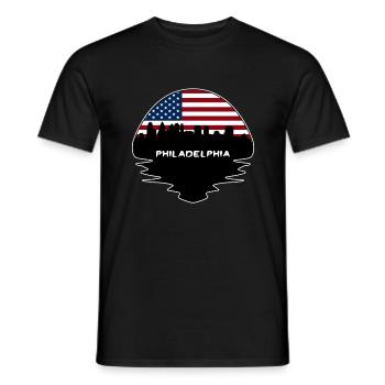 Philadelphie Pennsylvanie Drapeau des États-Unis Horizon Silhoue - T-shirt homme - noir - Devant - AI Model Male 178 light (178cm)
