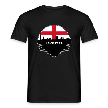 Leicester Angleterre Drapeau Skyline Voyage Silhouette - T-shirt homme - noir - Devant - AI Model Male 178 light (178cm)