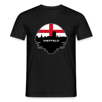 Sheffield England Flag Skyline Silhouette Travel - Men's T-Shirt - black - Front - AI Model Male 178 light (178cm)