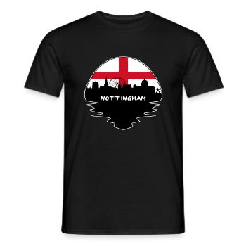 Nottingham England Flag Skyline Silhouette Travel - Men's T-Shirt - black - Front - AI Model Male 178 light (178cm)
