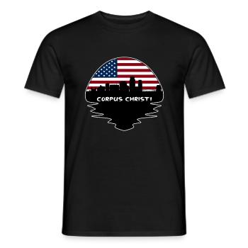 Corpus Christi Texas USA Flagge Skyline Silhouette T - Männer T-Shirt - Schwarz - Vorne - AI Model Male 178 light (178cm)