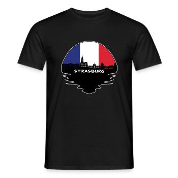 Strasbourg France Flag Skyline Silhouette Voyage - T-shirt homme - noir - Devant - AI Model Male 178 light (178cm)