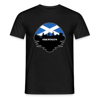 Aberdeen Scotland Flag Skyline Silhouette Travel - Men's T-Shirt - black - Front - AI Model Male 178 light (178cm)
