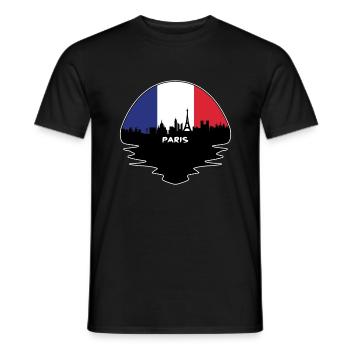 Paris France Flag Skyline Silhouette Travel - Men's T-Shirt - black - Front - AI Model Male 178 light (178cm)