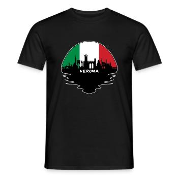 Vérone Italie Drapeau Skyline Silhouette Travel - T-shirt homme - noir - Devant - AI Model Male 178 light (178cm)