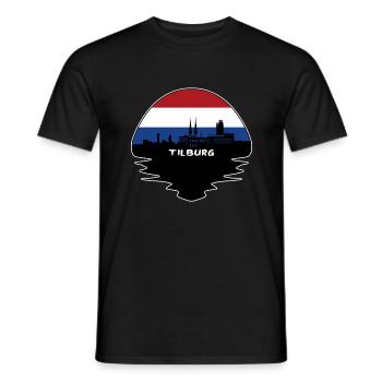 Tilburg Pays-Bas Flag Skyline Silhouette Voyage - T-shirt homme - noir - Devant - AI Model Male 178 light (178cm)