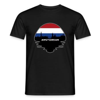 Amsterdam Niederlande Flagge Skyline Silhouette Trav - Männer T-Shirt - Schwarz - Vorne - AI Model Male 178 light (178cm)
