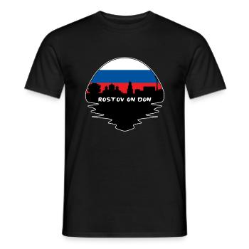Rostow am Don Russland Flagge Skyline Silhouette Trave - Männer T-Shirt - Schwarz - Vorne - AI Model Male 178 light (178cm)