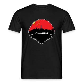 Chongqing Chine Flag Skyline Silhouette Voyage - T-shirt homme - noir - Devant - AI Model Male 178 light (178cm)