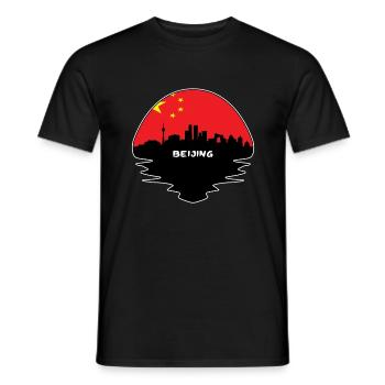 Beijing China Flag Skyline Silhouette Voyage - T-shirt homme - noir - Devant - AI Model Male 178 light (178cm)