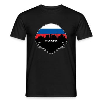 moscou, russie, drapeau, horizon, silhouette, voyage - T-shirt homme - noir - Devant - AI Model Male 178 light (178cm)