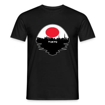 Tokyo Japan Flagge Skyline Silhouette Reisen - Männer T-Shirt - Schwarz - Vorne - AI Model Male 178 light (178cm)