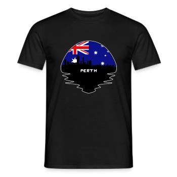 Perth Australien Flagge Skyline Silhouette Reisen - Männer T-Shirt - Schwarz - Vorne - AI Model Male 178 light (178cm)