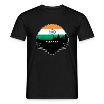 Kolkata Inde Flag Skyline Silhouette Voyage - T-shirt homme - noir - Devant - AI Model Male 178 light (178cm)