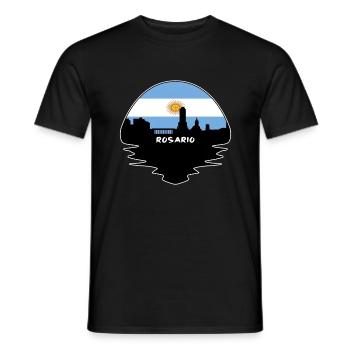 Rosario Argentinien Flagge Skyline Silhouette Reisen - Männer T-Shirt - Schwarz - Vorne - AI Model Male 178 light (178cm)