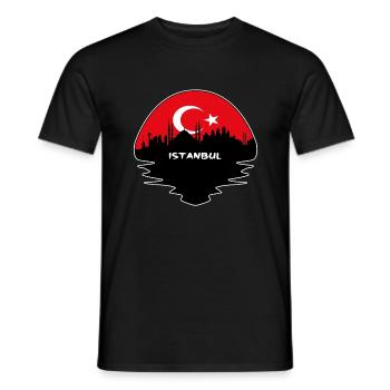 Istanbul Turkey Flag Skyline Silhouette Travel - Men's T-Shirt - black - Front - AI Model Male 178 light (178cm)