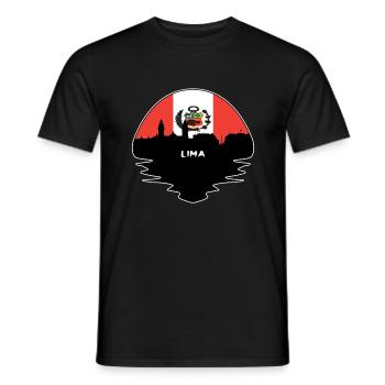 Lima Peru Flagge Skyline Silhouette Reisen - Männer T-Shirt - Schwarz - Vorne - AI Model Male 178 light (178cm)