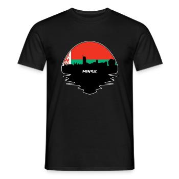 Minsk Weißrussland Flagge Skyline Silhouette Reisen - Männer T-Shirt - Schwarz - Vorne - AI Model Male 178 light (178cm)